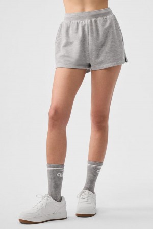 Σορτσ γυναικεια Alo Yoga Low Key Sweat γκρι | Greece DAFUB-9372