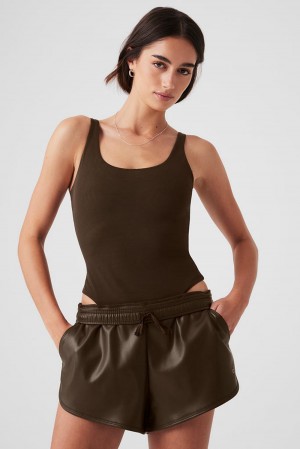 Κορμακια γυναικεια Alo Yoga Mesh Sheer Illusion Espresso | Greece ESVBP-6924