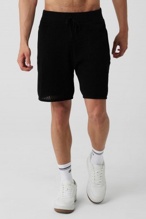 Σορτσ ανδρικα Alo Yoga Open-Knit μαυρα | Greece IUYST-2169