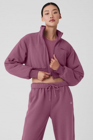 Μπουφαν γυναικεια Alo Yoga Polar Fleece Cropped Wintry Mix Soft Mulberry | Greece ZSDEF-3497