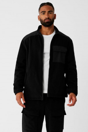 Μπουφαν ανδρικα Alo Yoga Polar Fleece Ridge Full Zip μαυρα | Greece DAVIX-3475