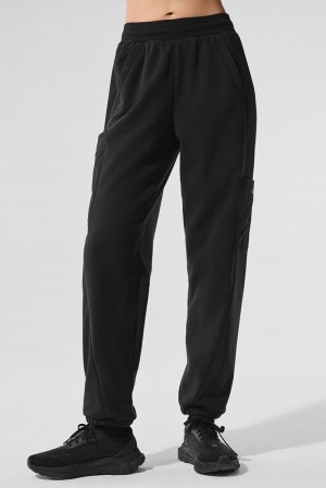 Παντελονι γυναικεια Alo Yoga Polar Fleece Wintry Mix μαυρα | Greece REFYA-4683