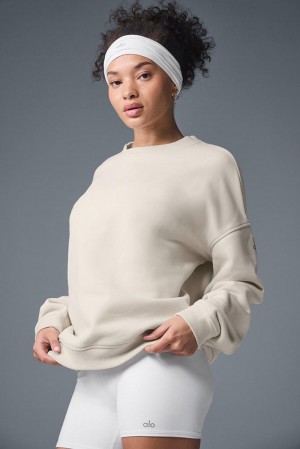 Φουτερ γυναικεια Alo Yoga Renown Heavy Weight Crew Neck Bone | Greece DRYOA-5819