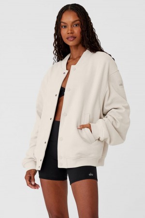 Μπουφαν γυναικεια Alo Yoga Renown Varsity Bone | Greece XQBRJ-7160