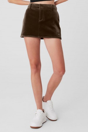 φουστεσ γυναικεια Alo Yoga Ribbed Velour Baller Mini Macchiato | Greece QFMAU-1745