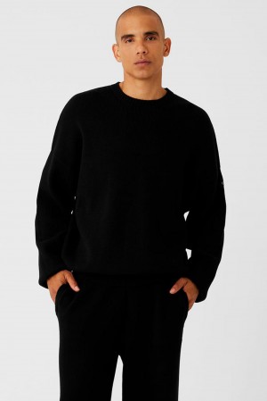 Πουλόβερ ανδρικα Alo Yoga Scholar Crew Neck μαυρα | Greece BMZNR-5743