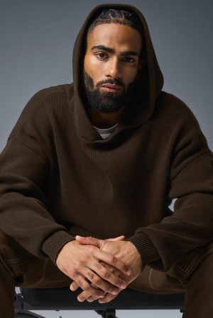 Πουλόβερ ανδρικα Alo Yoga Scholar Hooded Espresso | Greece CJKNI-9871