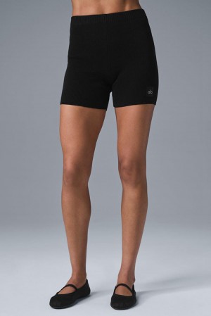 Σορτσ γυναικεια Alo Yoga Scholar Knit High-Waist μαυρα | Greece FUJXL-8719