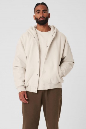 Μπουφαν ανδρικα Alo Yoga Select Hooded Bomber Bone | Greece CKIBE-9041