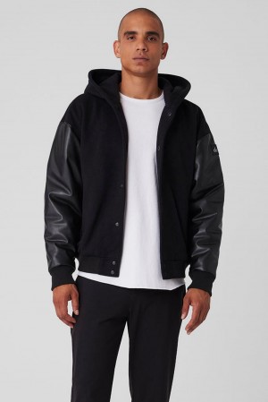 Μπουφαν ανδρικα Alo Yoga Select Hooded Bomber μαυρα | Greece RSFHL-0815