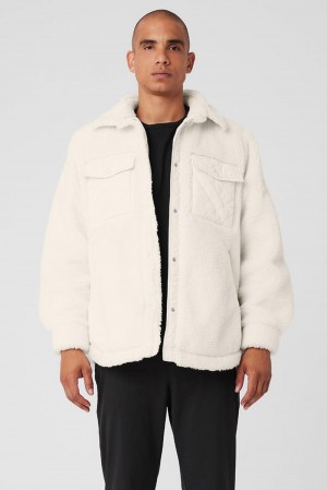 Μπουφαν ανδρικα Alo Yoga Sherpa Edge Shacket Ivory | Greece UGJMH-1548