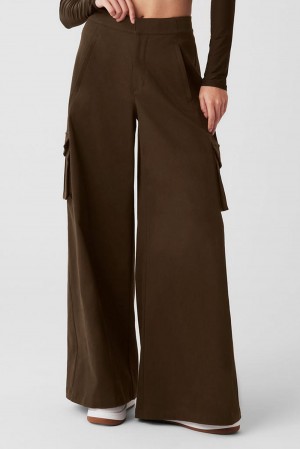 Παντελονι γυναικεια Alo Yoga Show Off Cargo Wide Leg Espresso | Greece ZSAWY-1278