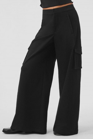 Παντελονι γυναικεια Alo Yoga Show Off Cargo Wide Leg (Regular) μαυρα | Greece KTXPI-7368