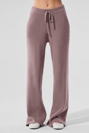 Παντελονι γυναικεια Alo Yoga Snuggle Up Sweater High-Waist Wide Leg Mushroom | Greece AKVQP-7284
