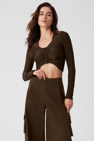 Μακρυμανικο γυναικεια Alo Yoga Standout Espresso | Greece URGIB-3579