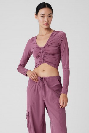 Μακρυμανικο γυναικεια Alo Yoga Standout Soft Mulberry | Greece YFXBV-4205