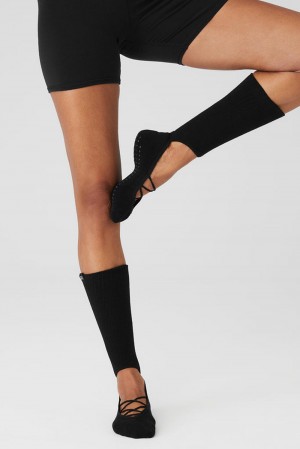 Καλτσεσ γυναικεια Alo Yoga Strappy Siren Grip μαυρα | Greece DUVKF-4837