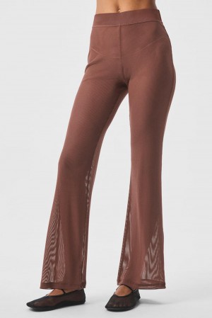 Παντελονι γυναικεια Alo Yoga Striped Mesh Tropical Nights Flare Chestnut | Greece HAPEQ-0614