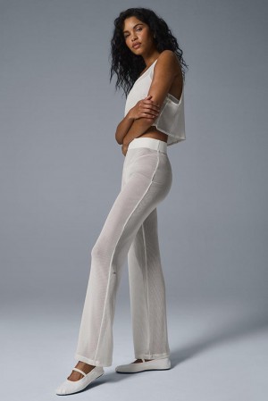 Παντελονι γυναικεια Alo Yoga Striped Mesh Tropical Nights Flare Ivory | Greece IQXCJ-9704