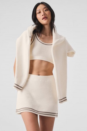 φουστεσ γυναικεια Alo Yoga Tennis Club Sweater Knit Ivory / Gravel | Greece IKNTL-7541