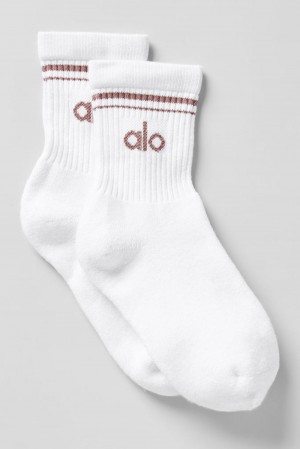 Καλτσεσ γυναικεια Alo Yoga Unisex Half-Crew Throwback ασπρα | Greece LXSOQ-5279