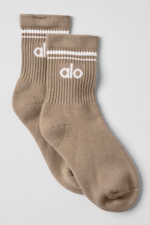 Καλτσεσ γυναικεια Alo Yoga Unisex Half-Crew Throwback ασπρα | Greece WITJD-7830