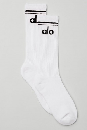 Καλτσεσ γυναικεια Alo Yoga Unisex Throwback ασπρα μαυρα | Greece YFAGT-6270