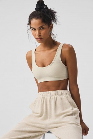 Αθλητικο Σουτιεν γυναικεια Alo Yoga Alosoft Center Stage Oatmeal Heather | Greece MQEDN-2539