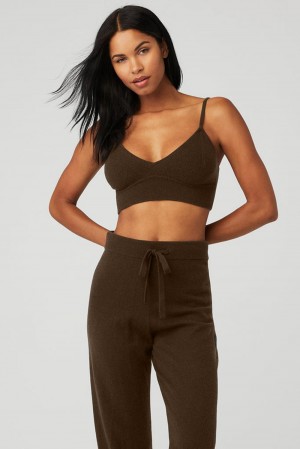Αθλητικο Σουτιεν γυναικεια Alo Yoga Cashmere Jet Set Espresso | Greece SWQIV-6481