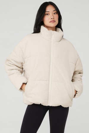 Μπουφαν Φουσκωτο γυναικεια Alo Yoga Corduroy Stage Bone | Greece DGJPH-0475