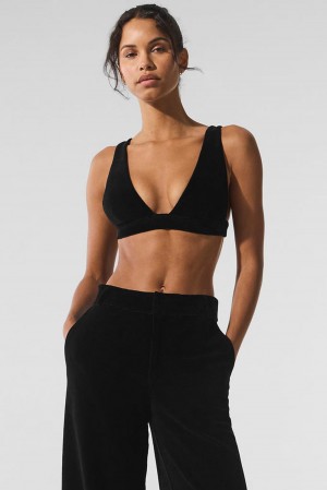 Αθλητικο Σουτιεν γυναικεια Alo Yoga Micro Corduroy Dreamer μαυρα | Greece FOVNS-6571