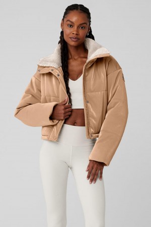 Μπουφαν Φουσκωτο γυναικεια Alo Yoga Orion Cropped Toasted Almond | Greece OUVJM-9480