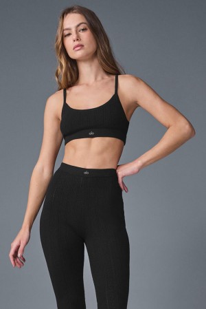 Αθλητικο Σουτιεν γυναικεια Alo Yoga Pointelle Sweater Be Mine μαυρα | Greece IKNZW-7213