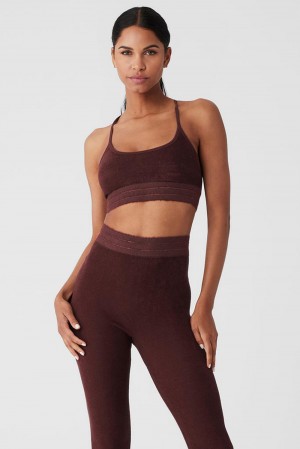 Αθλητικο Σουτιεν γυναικεια Alo Yoga Seamless Luxe Terry Cuddle Cherry Cola | Greece XDQFC-0865