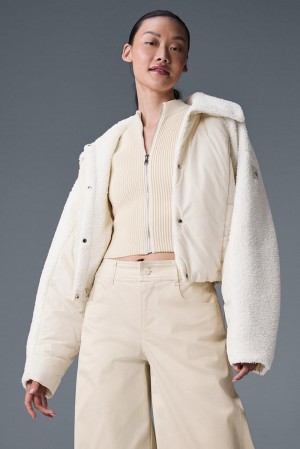 Μπουφαν Φουσκωτο γυναικεια Alo Yoga Sherpa Cozy Escape Ivory / Ivory | Greece YWBHA-6051