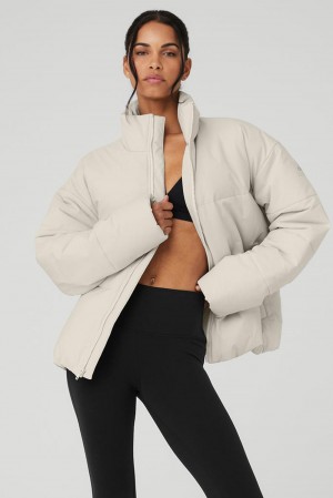 Μπουφαν Φουσκωτο γυναικεια Alo Yoga Stretch Woven Street Bone | Greece AZFTN-6081