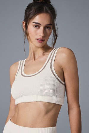 Αθλητικο Σουτιεν γυναικεια Alo Yoga Tennis Club Sweater Knit Ivory / Gravel | Greece PILBY-4910