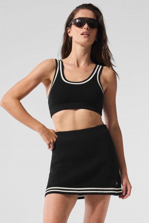 Αθλητικο Σουτιεν γυναικεια Alo Yoga Tennis Club Sweater Knit μαυρα | Greece LPSWN-7580