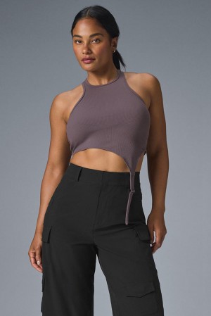 φανελακια για τρεξιμο γυναικεια Alo Yoga Alosoft Ribbed Revelation Raisinette | Greece JARTI-7683