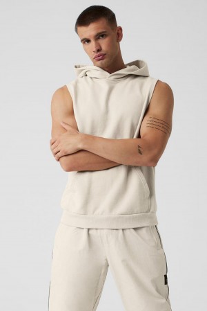 Φουτερ με Κουκουλα ανδρικα Alo Yoga Chill Sleeveless Bone | Greece RNVZI-1578