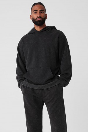 Φουτερ με Κουκουλα ανδρικα Alo Yoga Chill Vintage Wash μαυρα ανοιχτο μπλε | Greece AWBNS-5914
