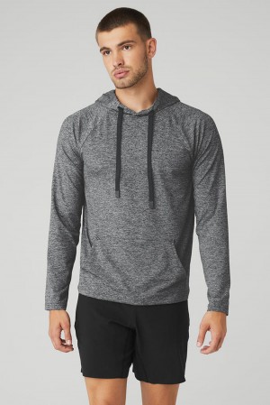 Φουτερ με Κουκουλα ανδρικα Alo Yoga Conquer Graphite Marl | Greece VZSOT-6791