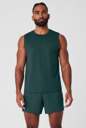 φανελακια για τρεξιμο ανδρικα Alo Yoga Conquer Muscle πρασινο | Greece DJZBF-3792