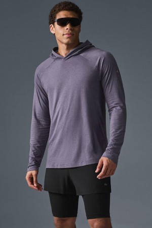 Φουτερ με Κουκουλα ανδρικα Alo Yoga Core Runner Italian Plum | Greece ENWKJ-9013