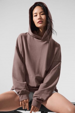 Φουτερ με Κουκουλα γυναικεια Alo Yoga Double Take Mushroom | Greece BEGIT-5260