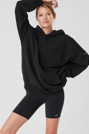 Φουτερ με Κουκουλα γυναικεια Alo Yoga Double Take μαυρα | Greece ZMJXY-8497