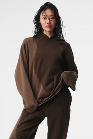 Φουτερ με Κουκουλα γυναικεια Alo Yoga Make Waves Espresso Tonal | Greece CBGMK-7596