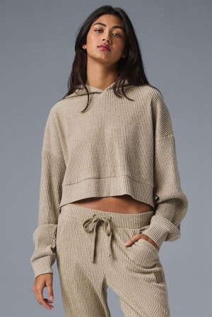 Φουτερ με Κουκουλα γυναικεια Alo Yoga Muse Gravel Heather | Greece POSZU-1758