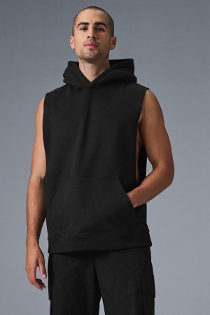 Φουτερ με Κουκουλα ανδρικα Alo Yoga Renown Sleeveless μαυρα | Greece KUFEC-3120
