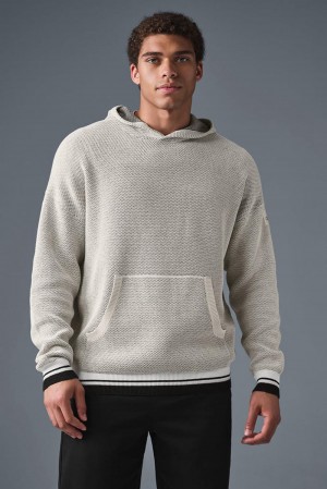 Φουτερ με Κουκουλα ανδρικα Alo Yoga Sports Club Knit Bone | Greece YHQUK-3017